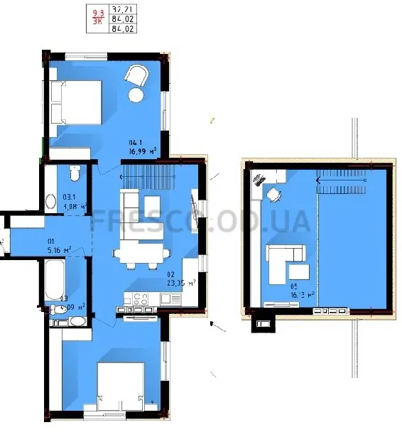 3-room apartment · 83.9 m² · Teply Dom Plus