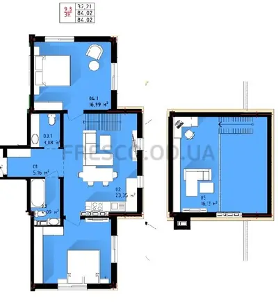 Трёхкомнатная · 83.9 м² · ЖК Теплый дом плюс