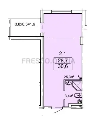 Studio apartment · 30.7 m² · Breeze Marine