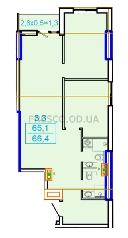 2-room apartment · 66.4 m² · ELLADA
