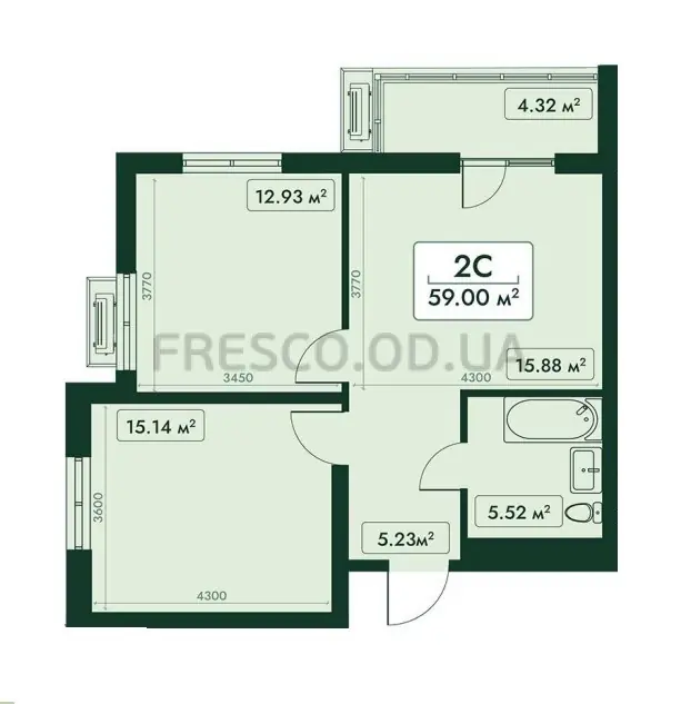 2-room apartment · 59.0 m² · Era Family
