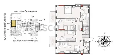 Трёхкомнатная · 90.12 м² · Квартал SOHO