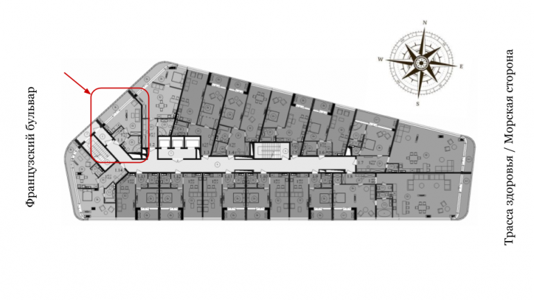 ЖК Кандинський однокімнатна площа 38,3 кв.м розташування На поверсі 