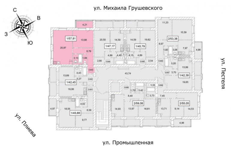 ЖК Одеська Чайка Двокімнатна від інвестора 57,81 кв.м розташування На поверсі 