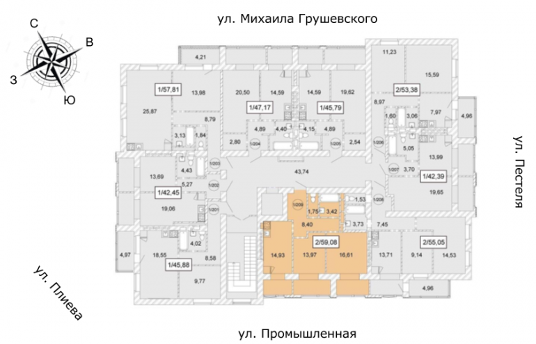 ЖК Одеська Чайка Двокімнатна від інвестора 59,08 кв.м розташування На поверсі 