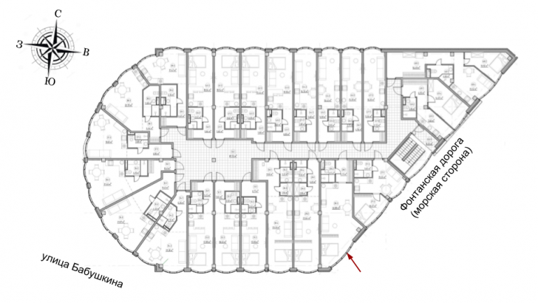 the Apartments Квартира-студія 41,1 розташування На поверсі 