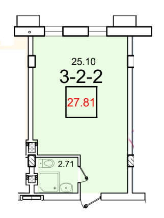 27,81 кв.м ЖК Смарт smart Квартира-студія однокімнатна Планування 
