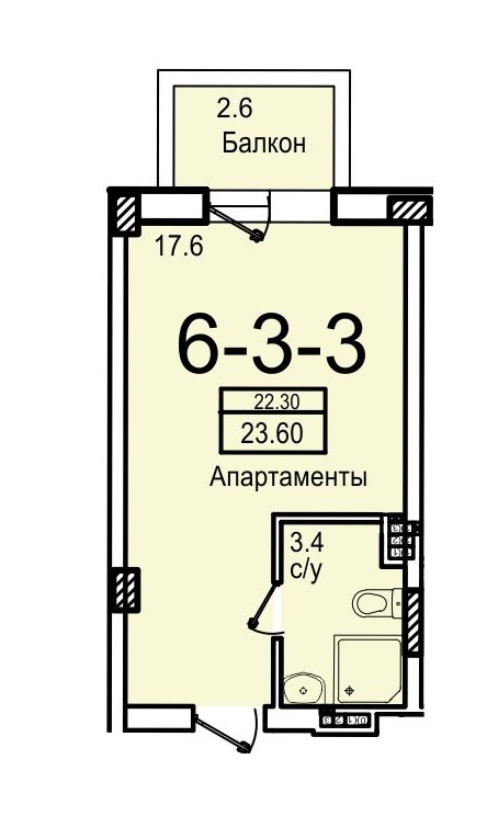 23,2 кв.м ЖК Смарт smart Квартира однокімнатна Планування 