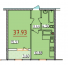 Однокімнатна - ЖК 34 Перлина Продано Площа: 37,93 m²