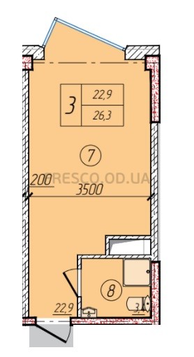 26,3 кв.м ЖК Сіті хаус Resort Смарт Планування 